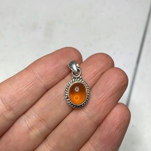 Sterling silver amber charm pendant